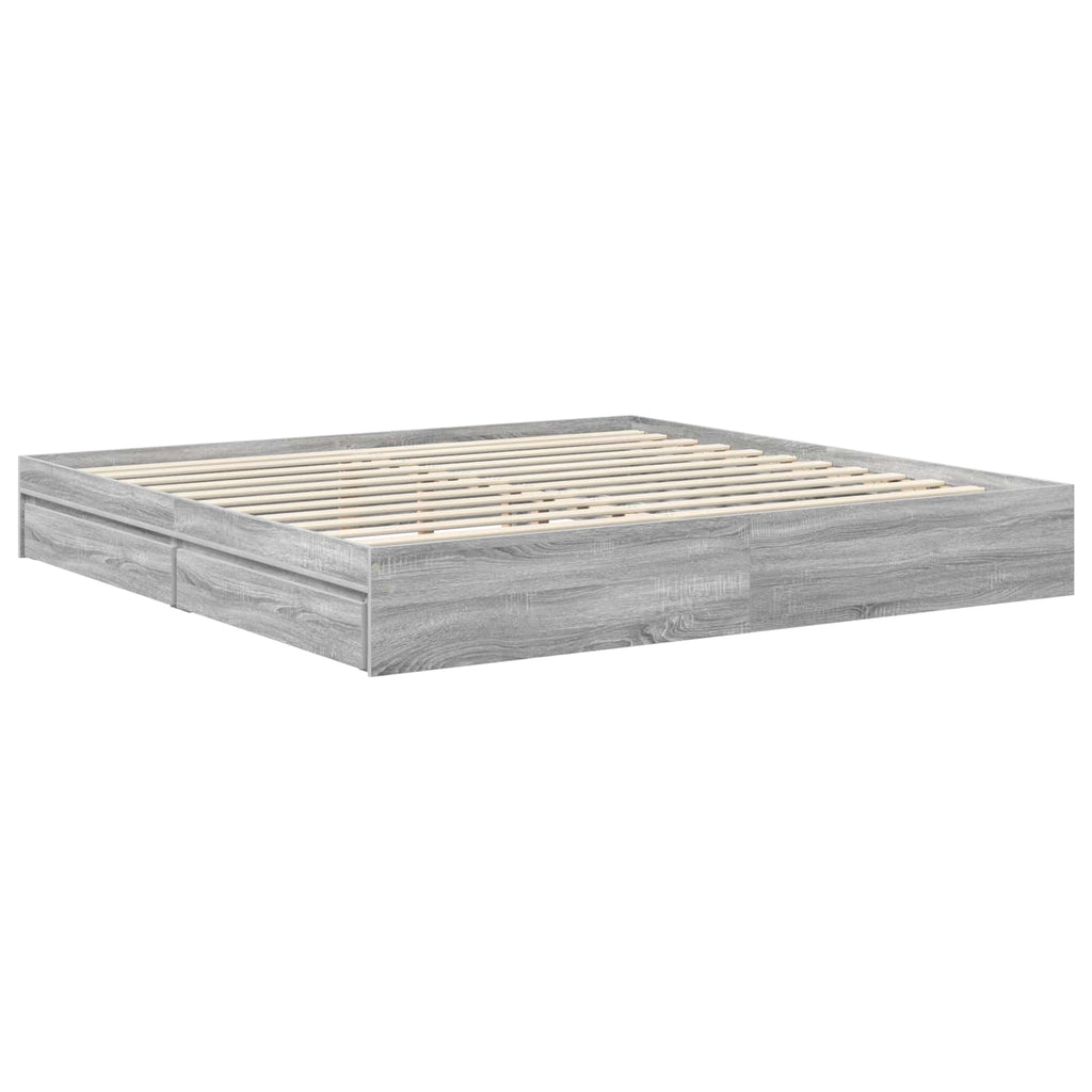 vidaXL Aufbewahrungsbett Graues Sonoma 200 x 200 cm Holzwerkstoff