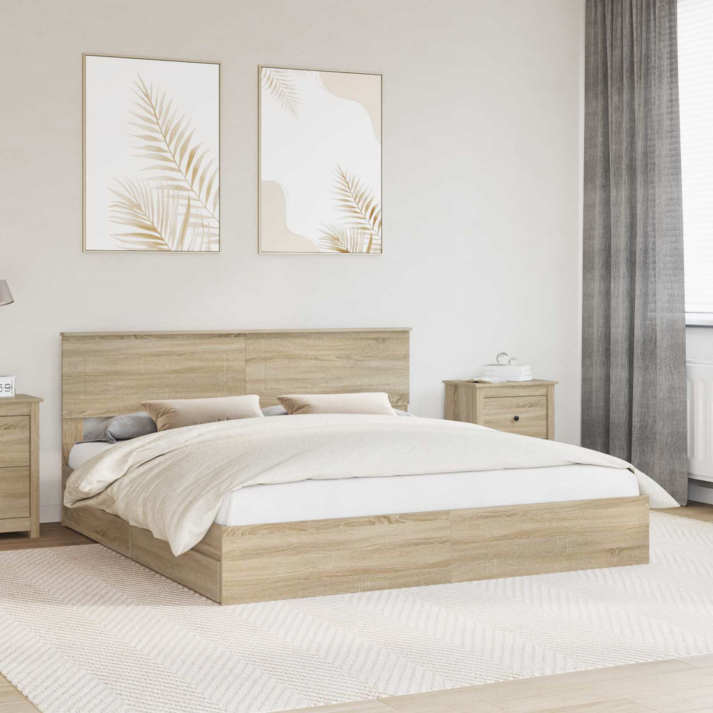 vidaXL Aufbewahrungsbett Sonoma-Eiche 180 x 200 cm Holzwerkstoff