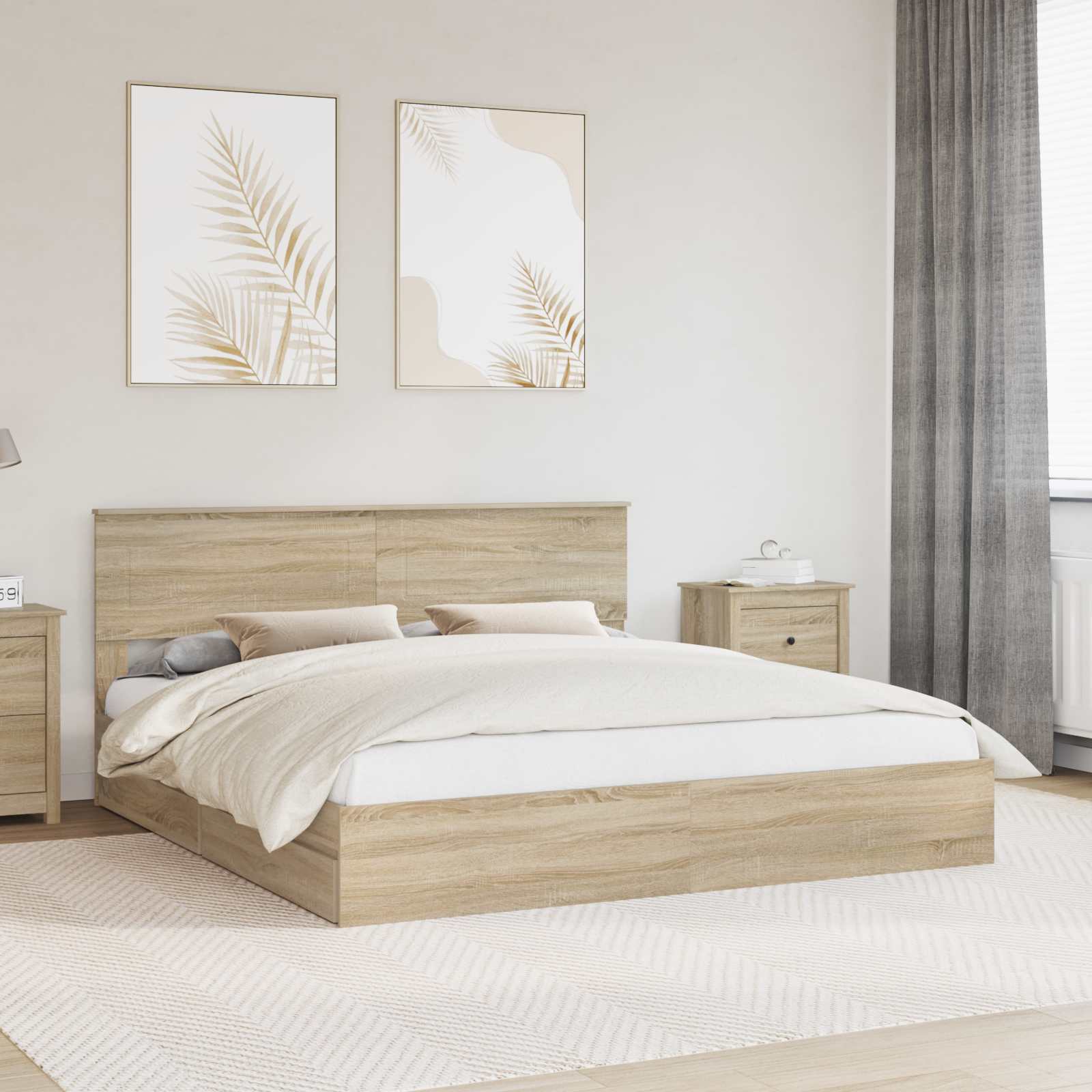 vidaXL Aufbewahrungsbett Sonoma-Eiche 180 x 200 cm Holzwerkstoff