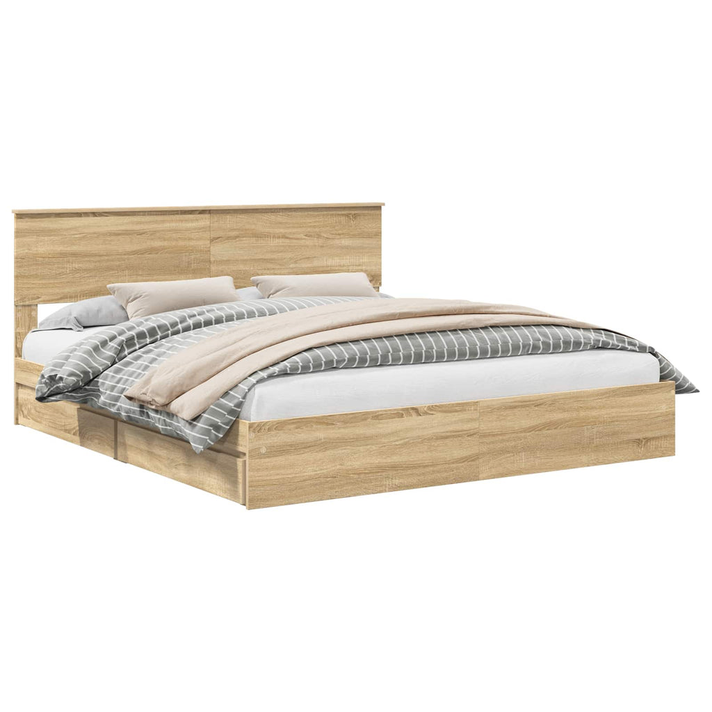vidaXL Aufbewahrungsbett Sonoma-Eiche 180 x 200 cm Holzwerkstoff