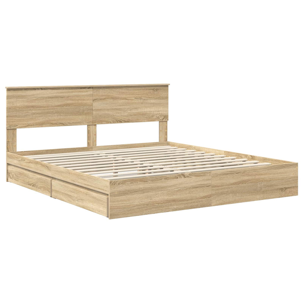 vidaXL Aufbewahrungsbett Sonoma-Eiche 180 x 200 cm Holzwerkstoff