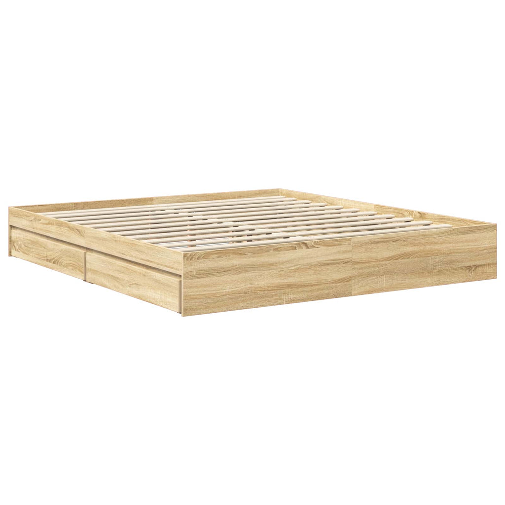 vidaXL Aufbewahrungsbett Sonoma-Eiche 180 x 200 cm Holzwerkstoff