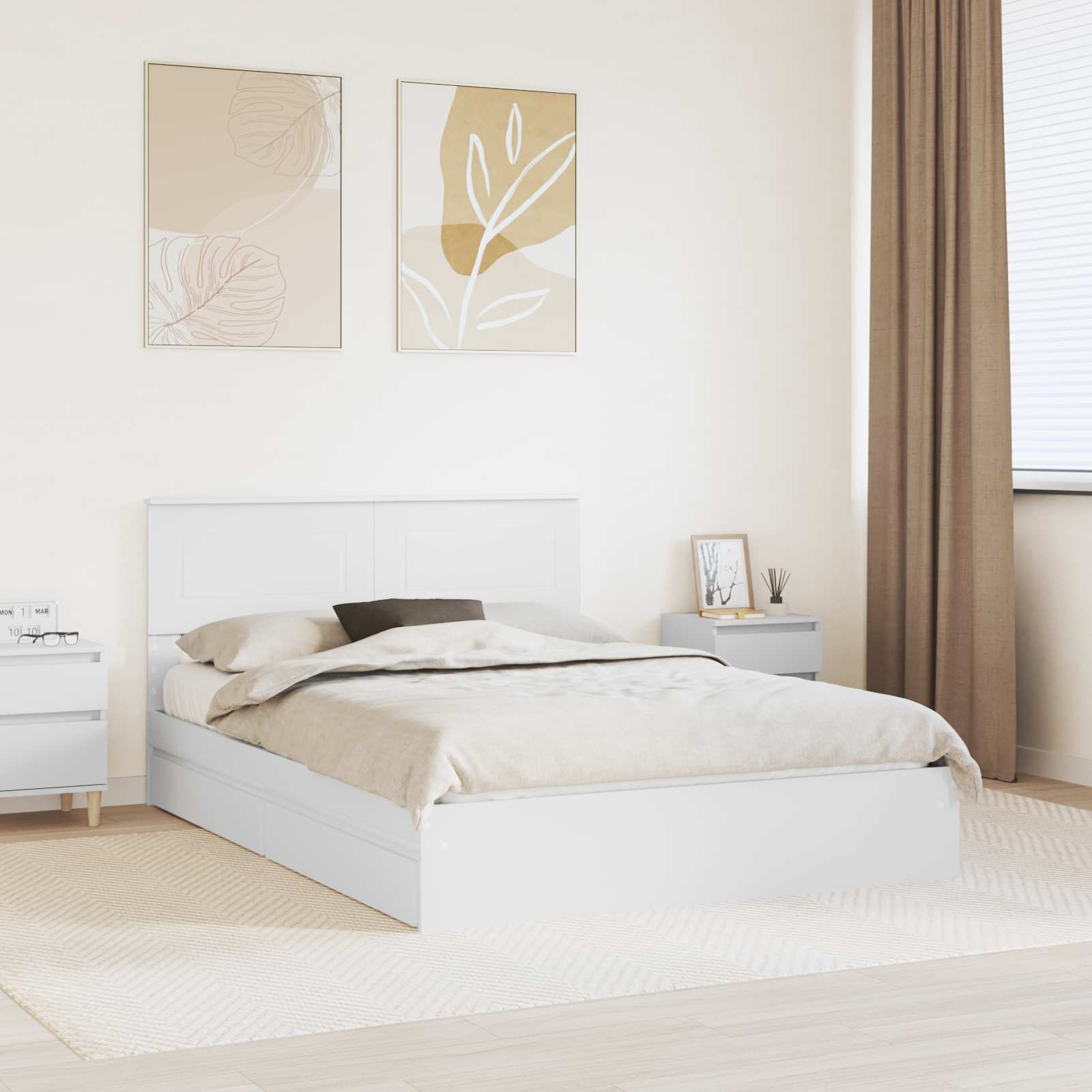 vidaXL Aufbewahrungsbett mit Kopfteil Weiß 180 x 200 cm Holzwerkstoff