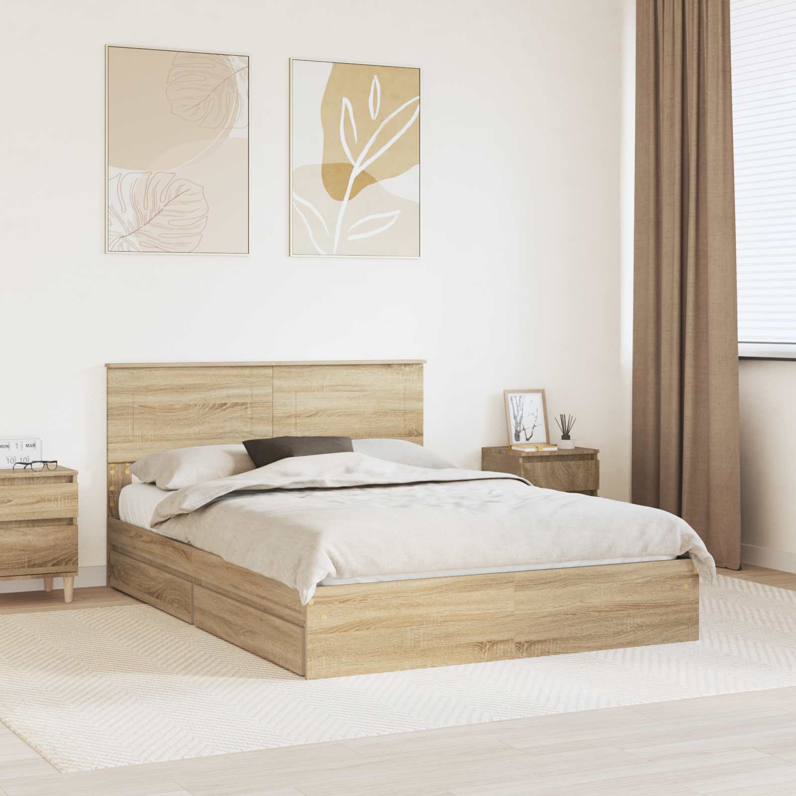 vidaXL Aufbewahrungsbett Sonoma-Eiche 180 x 200 cm Holzwerkstoff