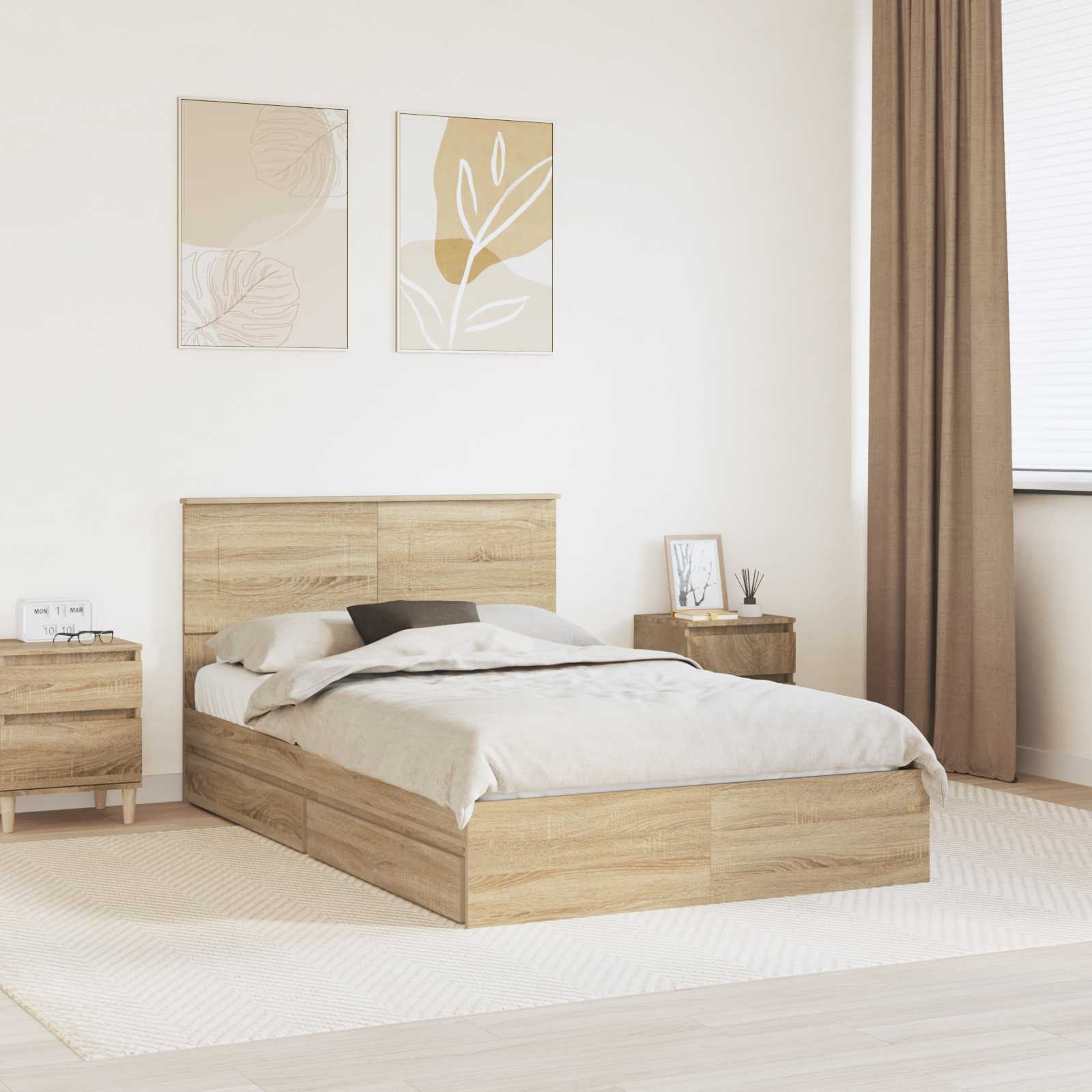 vidaXL Aufbewahrungsbett Sonoma-Eiche 180 x 200 cm Holzwerkstoff