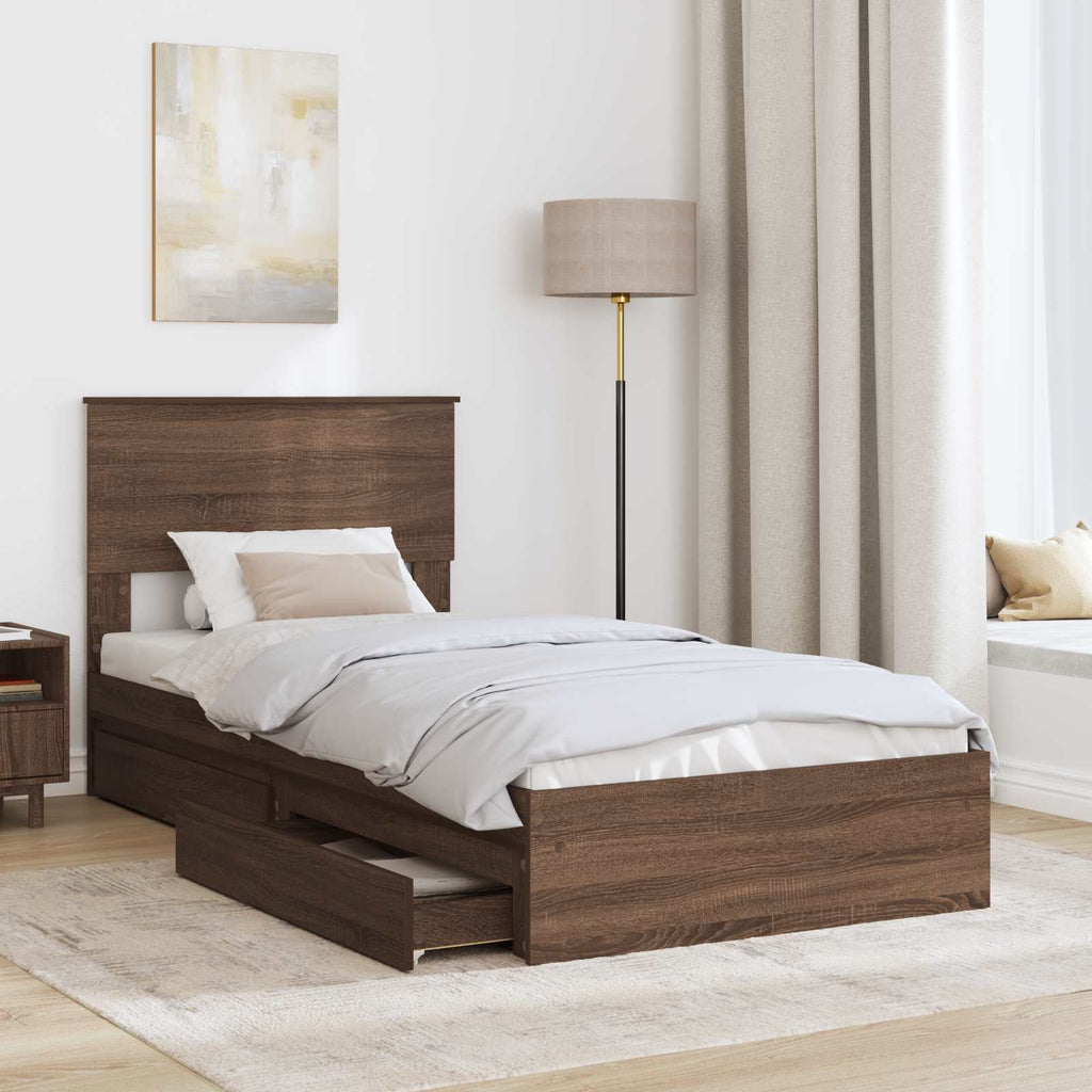 vidaXL Aufbewahrungsbett Braun Eichen-Optik 100 x 200 cm Holzwerkstoff