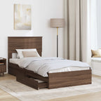 vidaXL Aufbewahrungsbett Braun Eichen-Optik 100 x 200 cm Holzwerkstoff