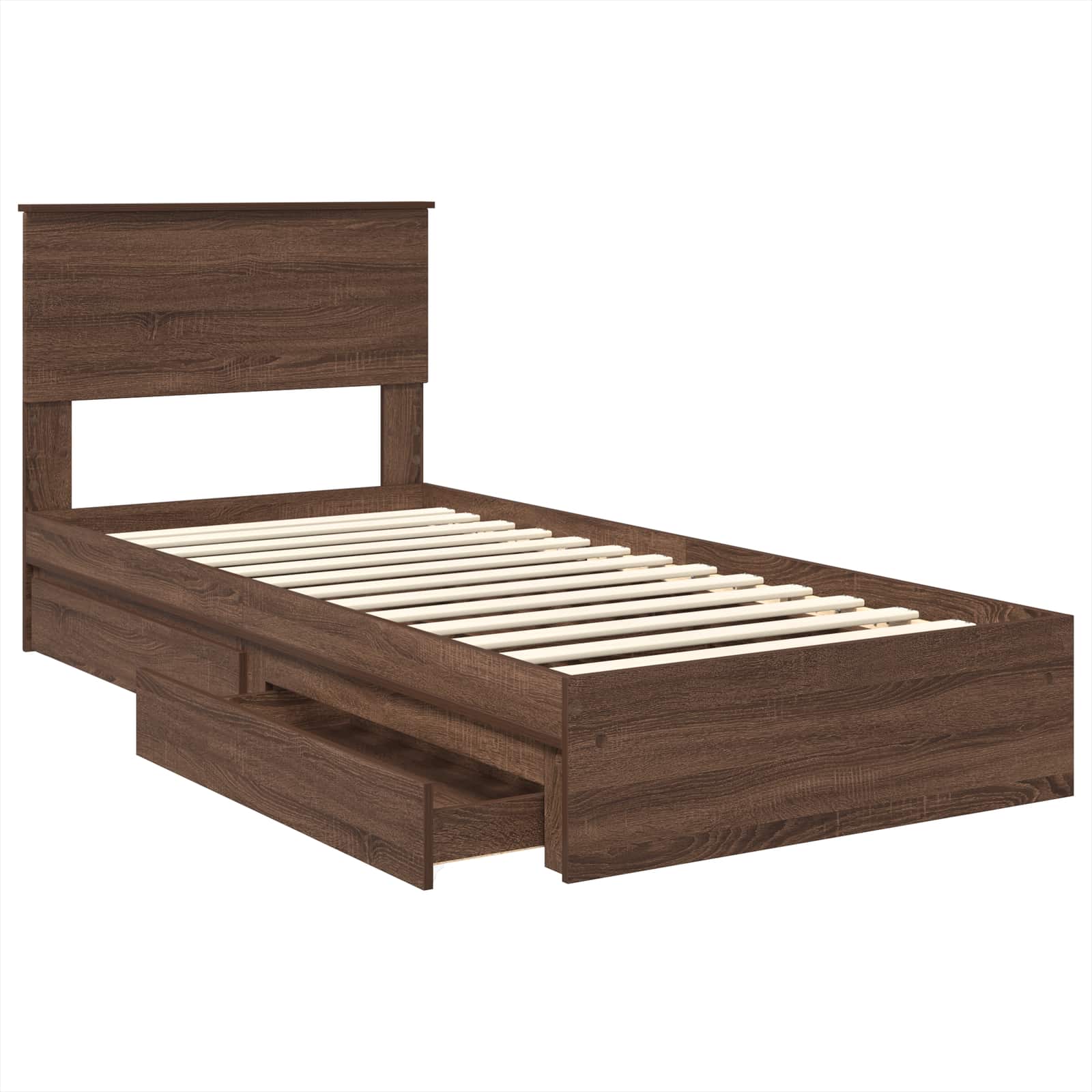 vidaXL Aufbewahrungsbett Braun Eichen-Optik 100 x 200 cm Holzwerkstoff