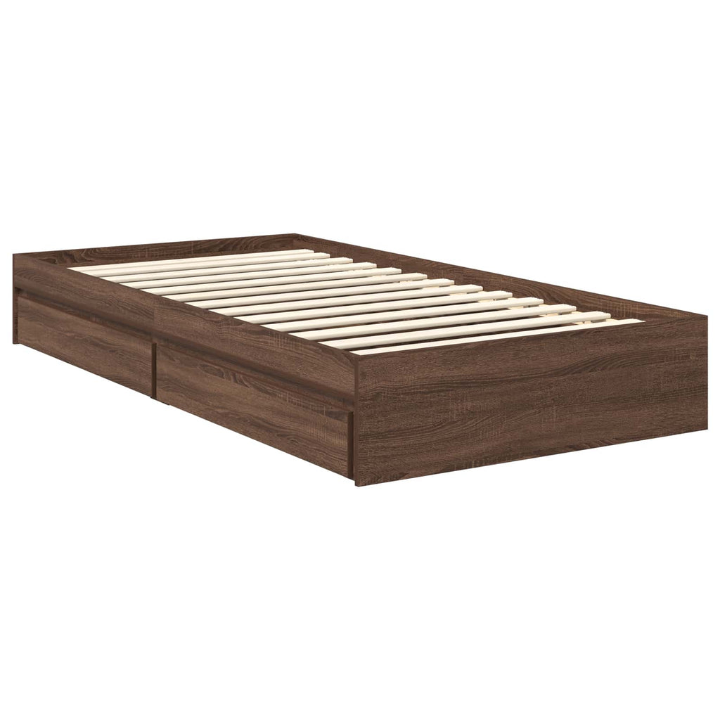 vidaXL Aufbewahrungsbett Braun Eichen-Optik 100 x 200 cm Holzwerkstoff