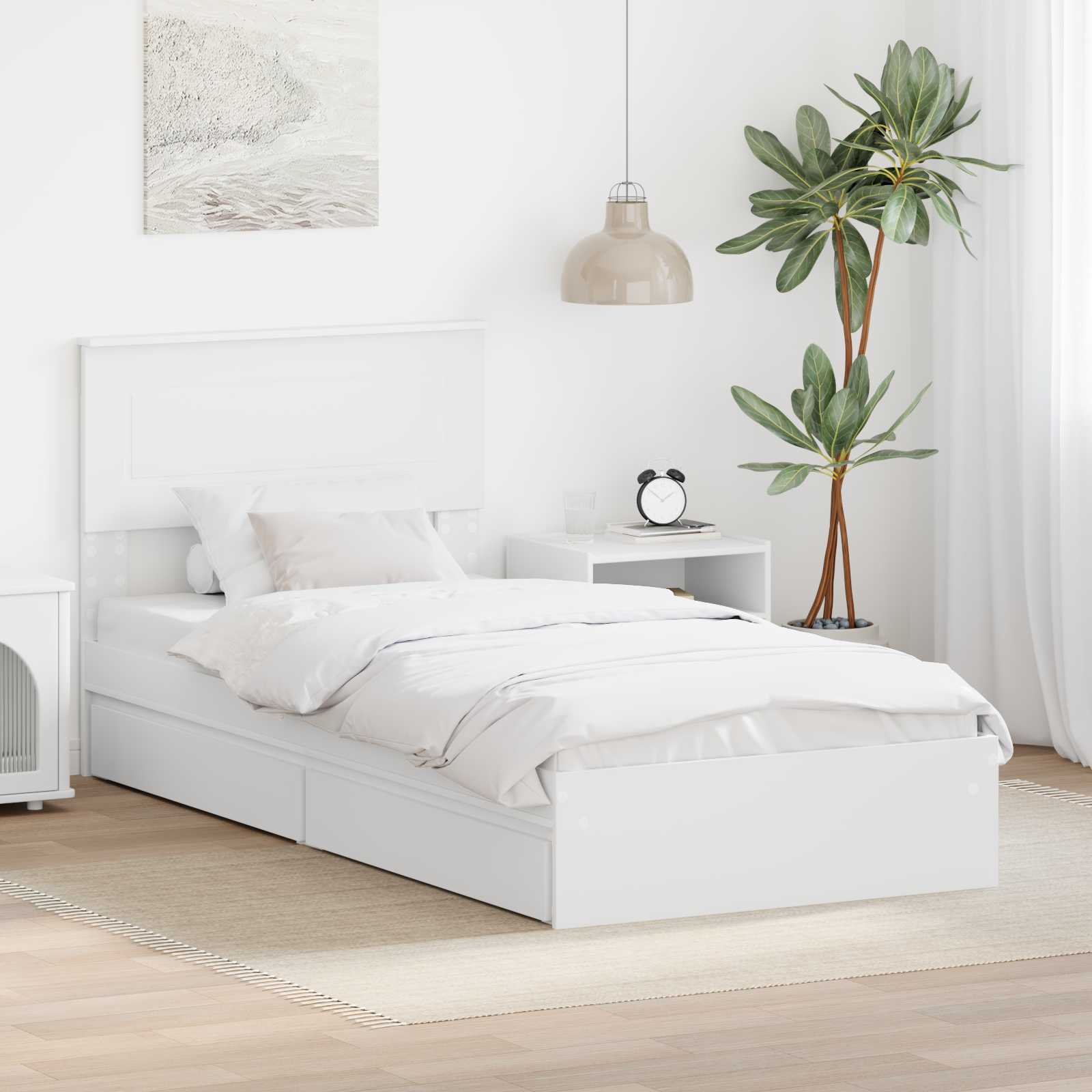 vidaXL Aufbewahrungsbett mit Kopfteil Weiß 180 x 200 cm Holzwerkstoff