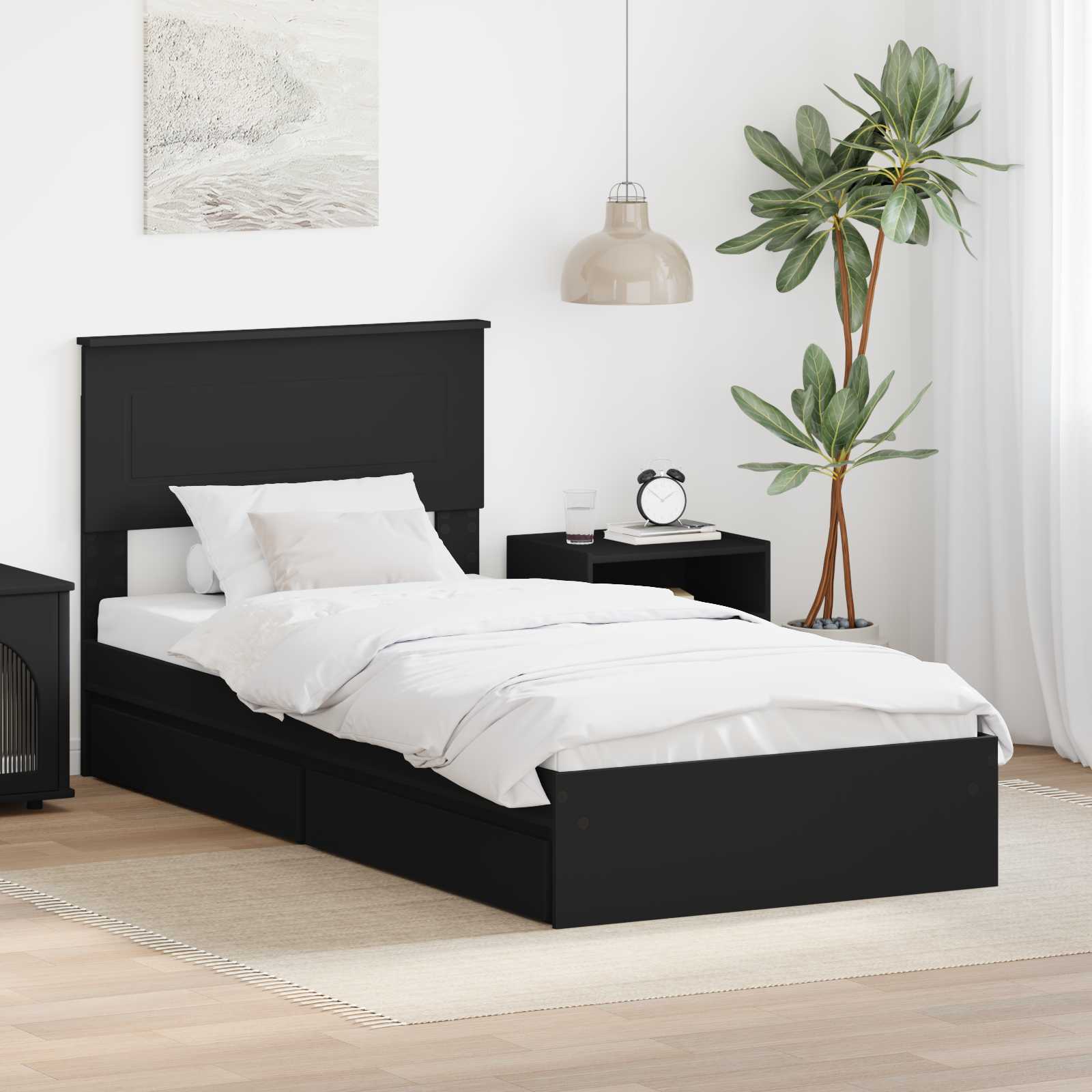 vidaXL Aufbewahrungsbett Schwarz 200 x 200 cm Holzwerkstoff