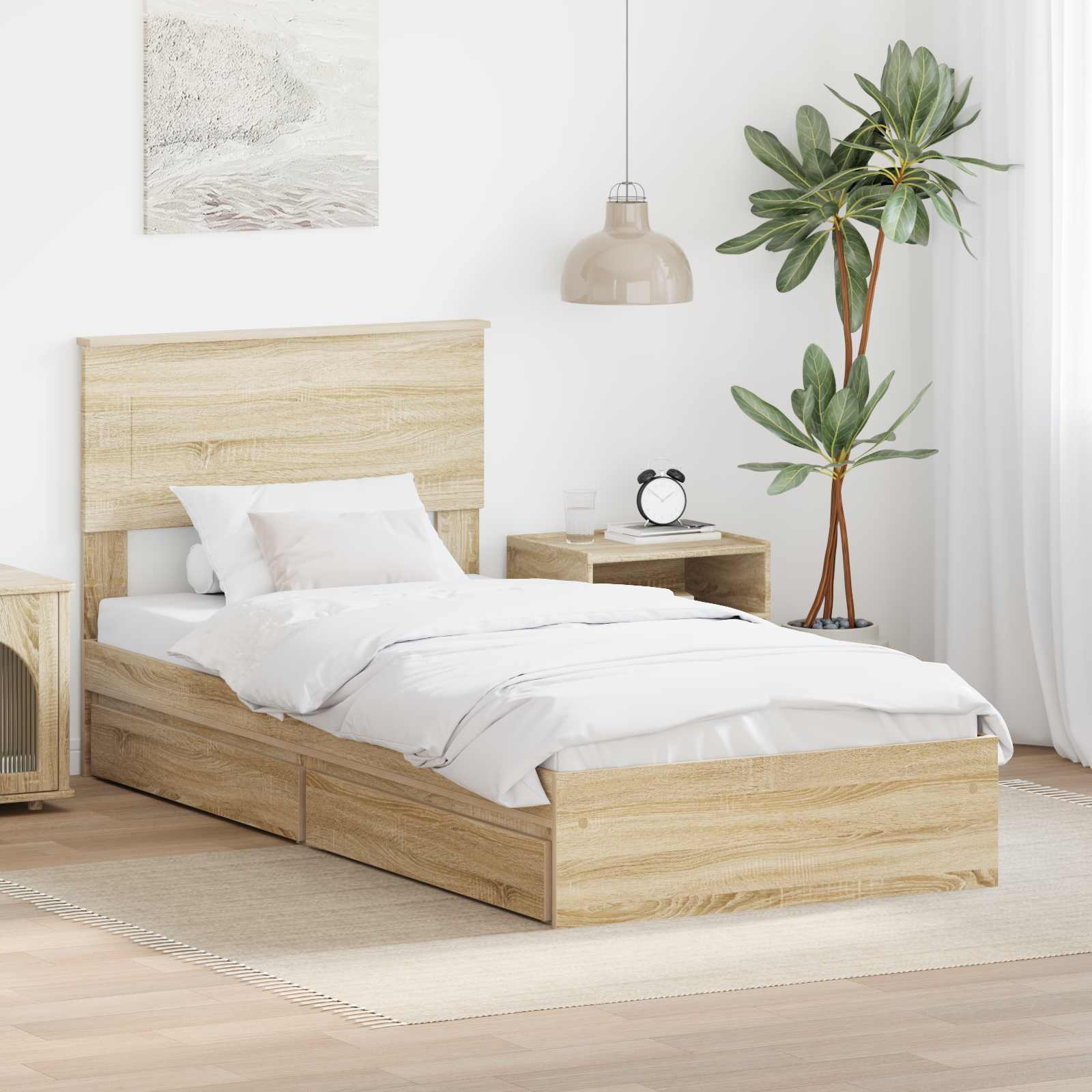 vidaXL Aufbewahrungsbett Sonoma-Eiche 180 x 200 cm Holzwerkstoff