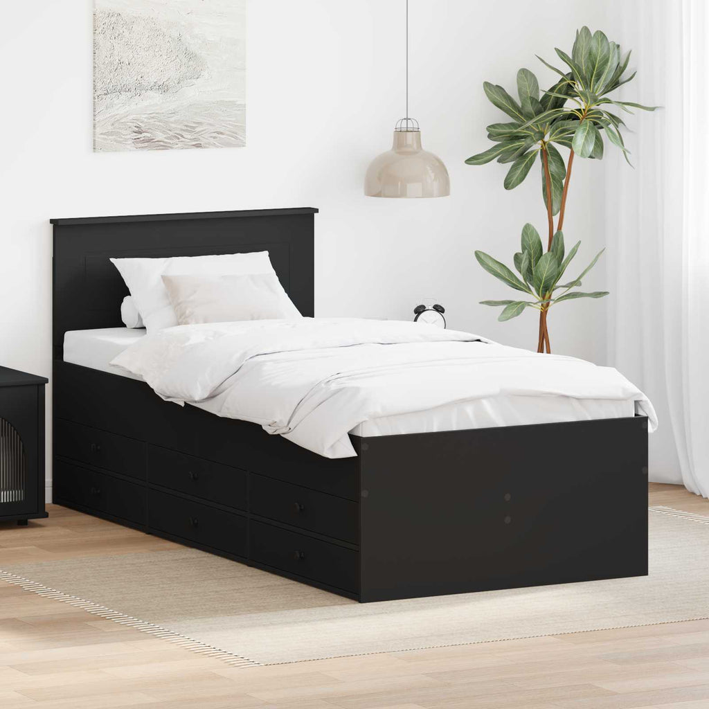 vidaXL Tagesbett mit Schubladen Schwarz 100 x 200 cm Holzwerkstoff
