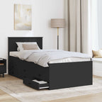 vidaXL Tagesbett mit Schubladen Schwarz 100 x 200 cm Holzwerkstoff