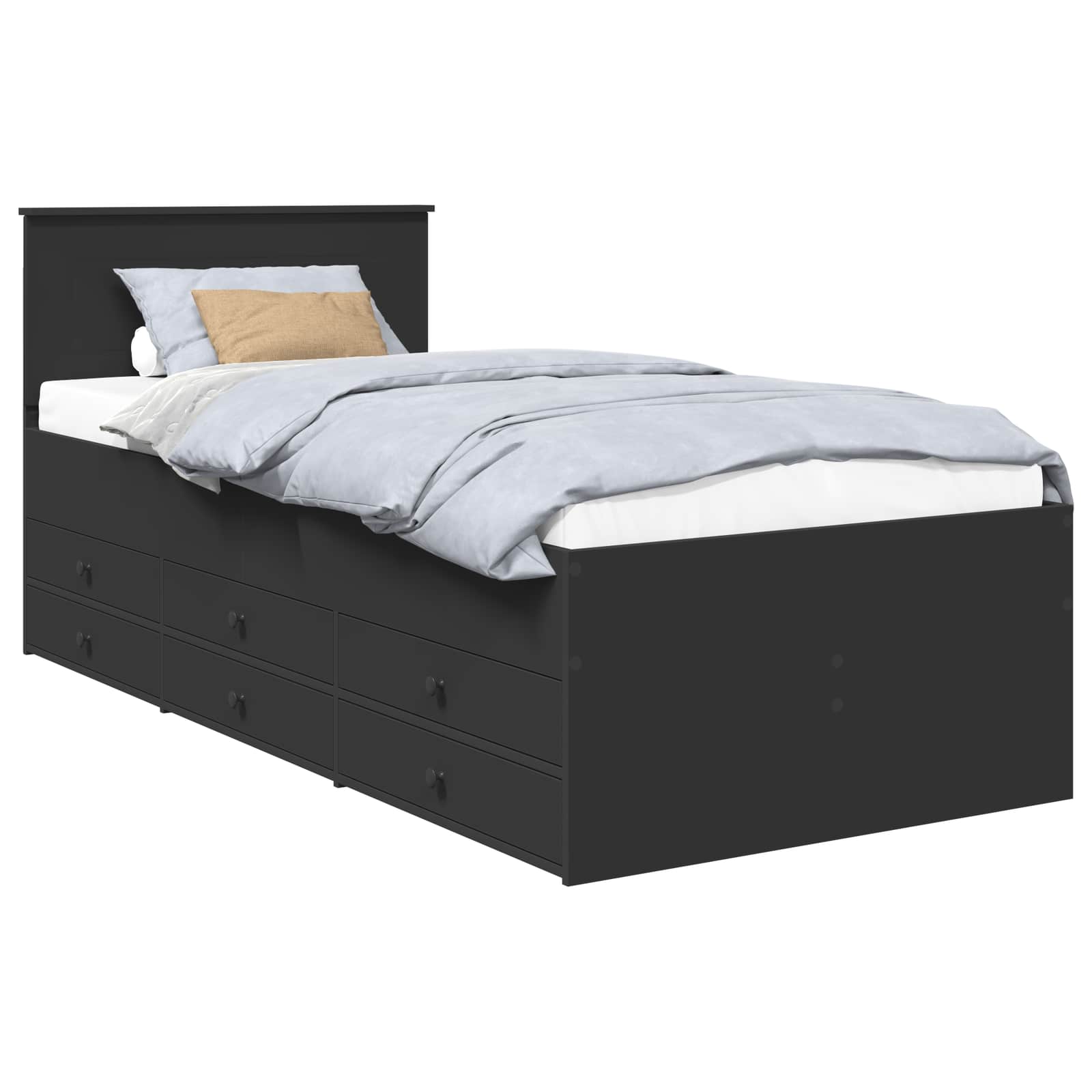vidaXL Tagesbett mit Schubladen Schwarz 100 x 200 cm Holzwerkstoff