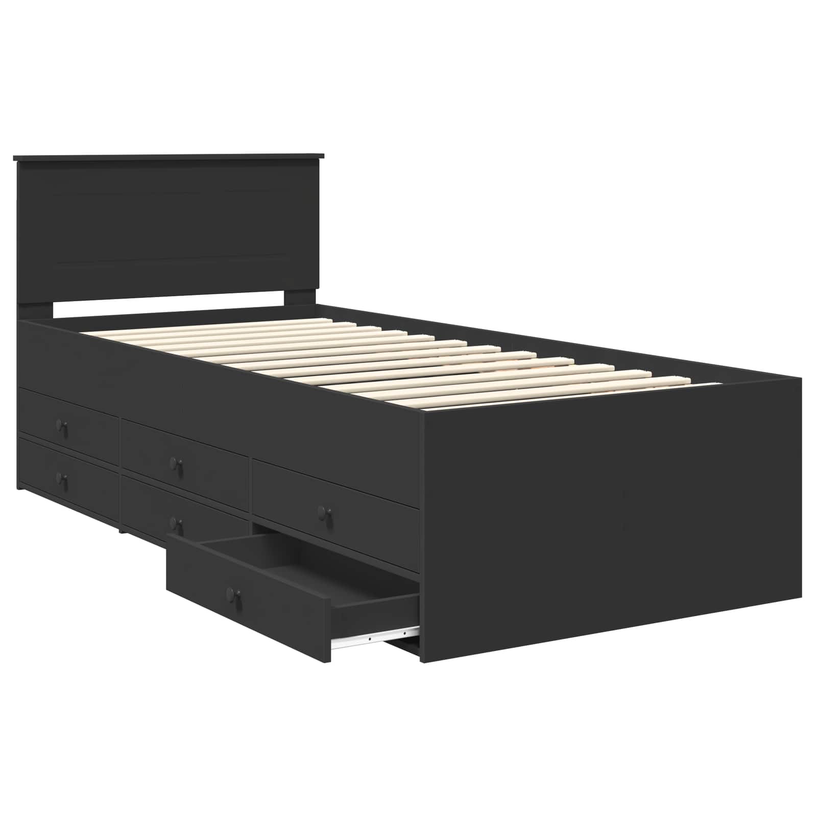 vidaXL Tagesbett mit Schubladen Schwarz 100 x 200 cm Holzwerkstoff