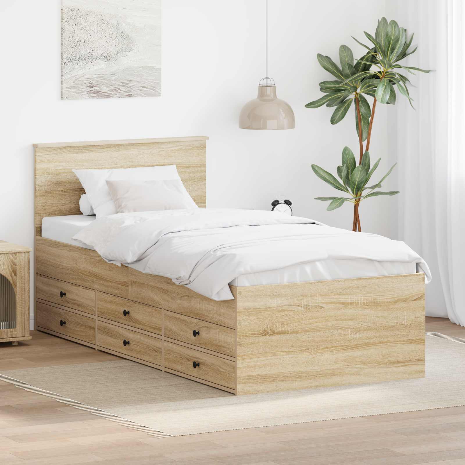 vidaXL Tagesbett Sonoma Eiche und Schwarz 100 x 200 cm Holzwerkstoff