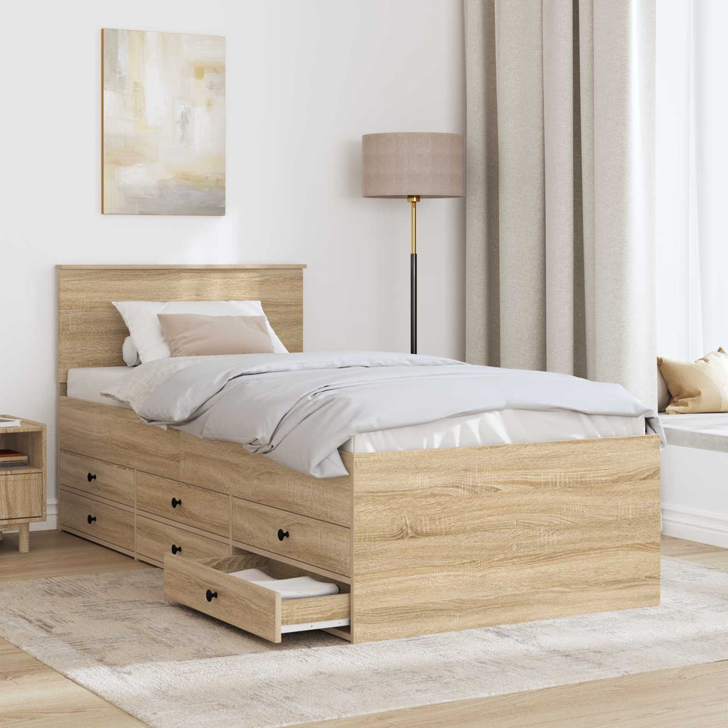 vidaXL Tagesbett Sonoma Eiche und Schwarz 100 x 200 cm Holzwerkstoff