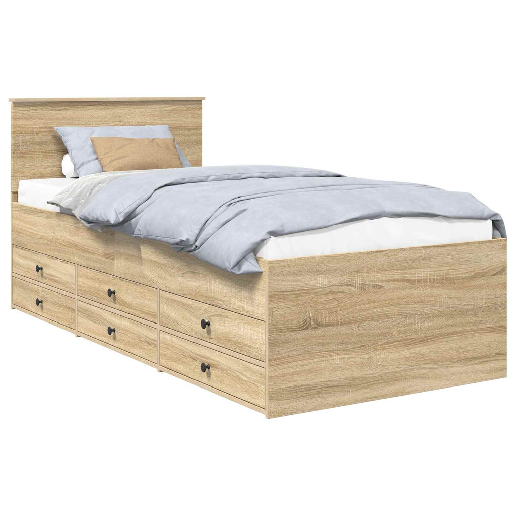 vidaXL Tagesbett Sonoma Eiche und Schwarz 100 x 200 cm Holzwerkstoff