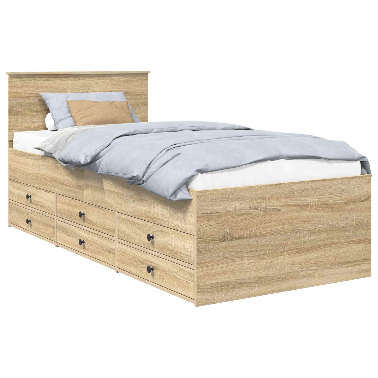vidaXL Tagesbett Sonoma Eiche und Schwarz 100 x 200 cm Holzwerkstoff