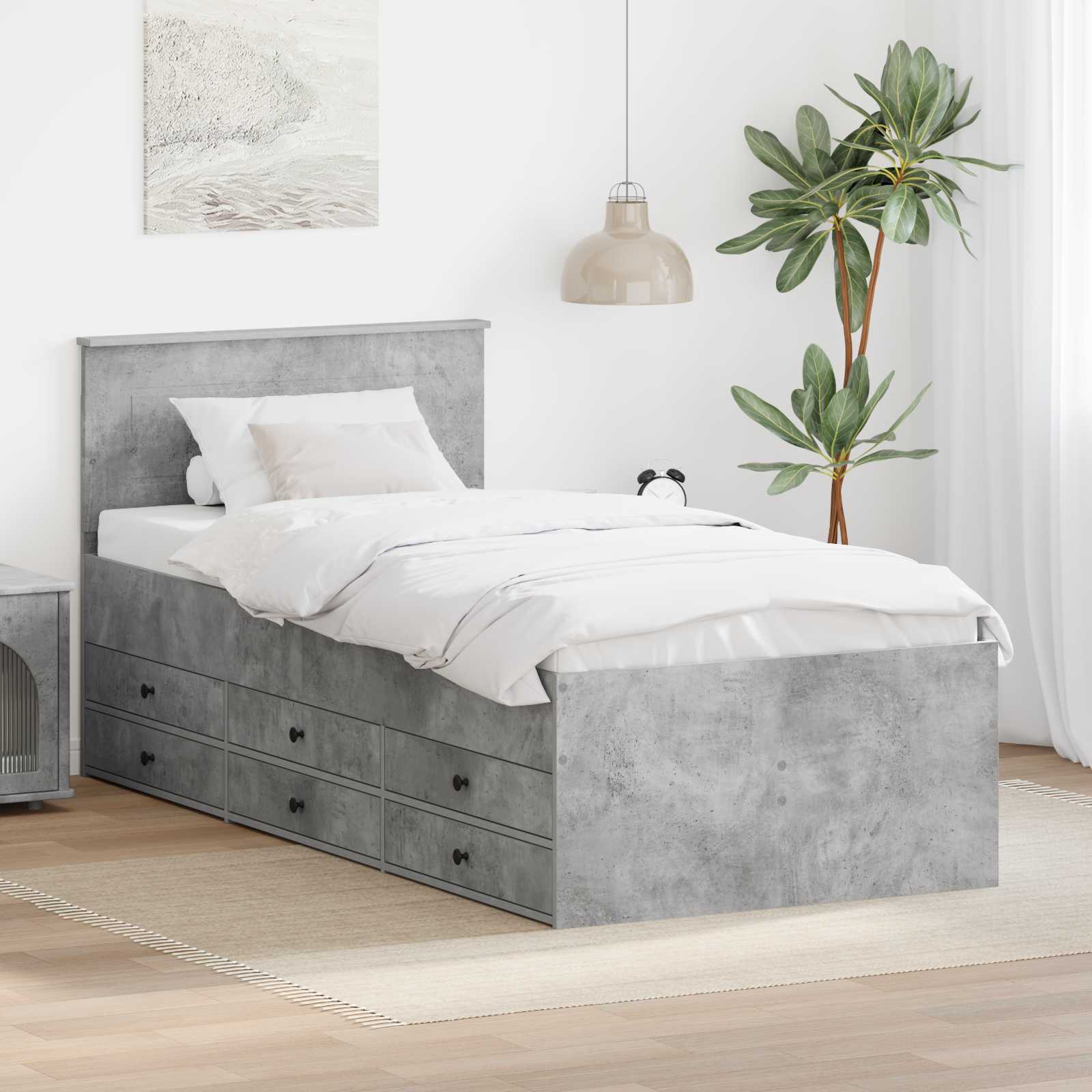vidaXL Tagesbett Beton Grau und Schwarz 100 x 200 cm Holzwerkstoff