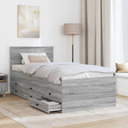vidaXL Tagesbett Grau Sonoma und Schwarz 100 x 200 cm Holzwerkstoff