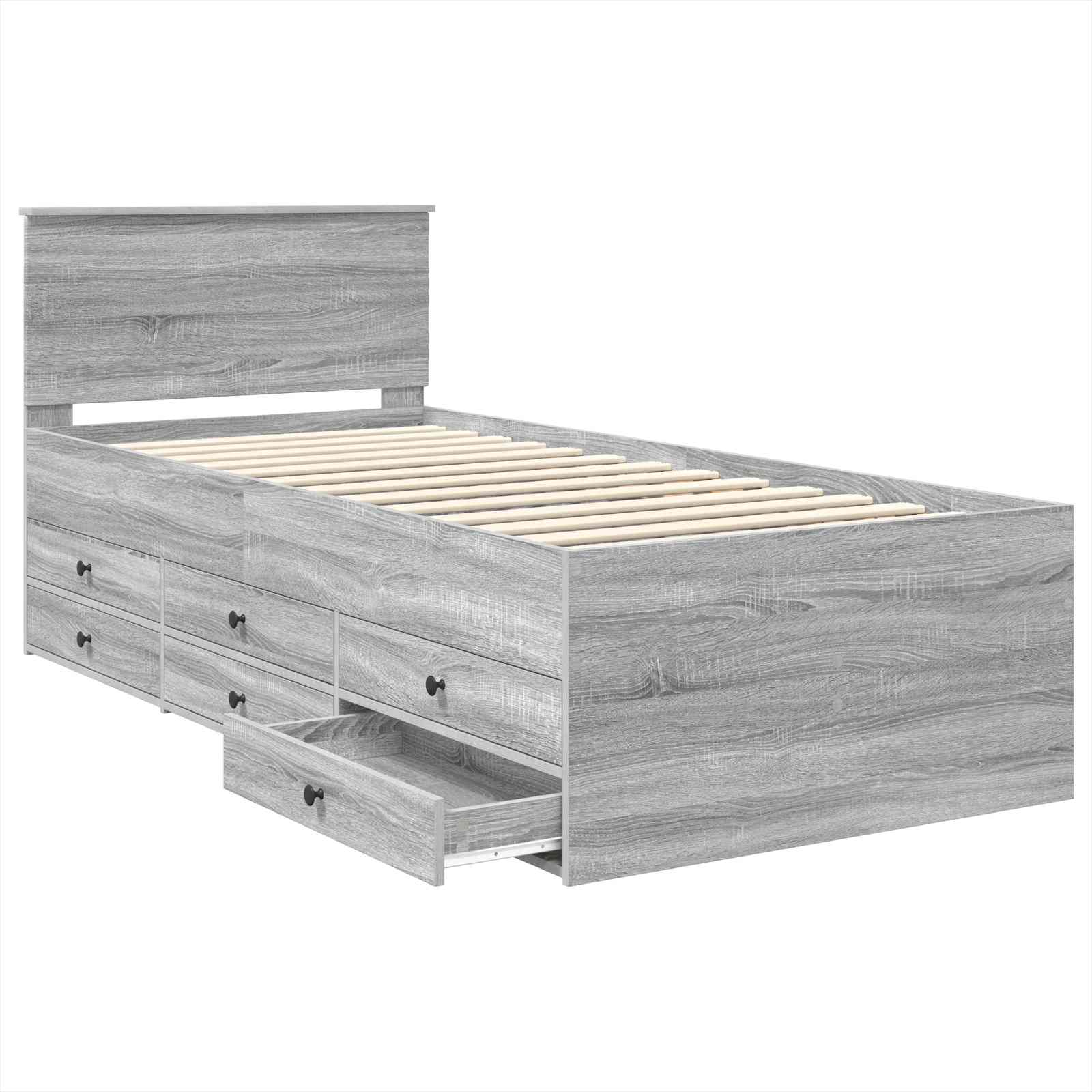 vidaXL Tagesbett Grau Sonoma und Schwarz 100 x 200 cm Holzwerkstoff