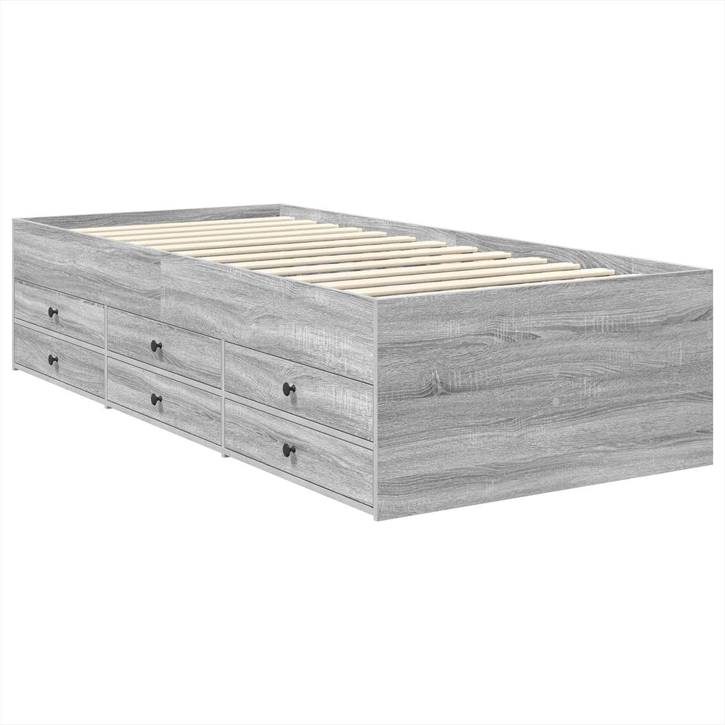 vidaXL Tagesbett Grau Sonoma und Schwarz 100 x 200 cm Holzwerkstoff