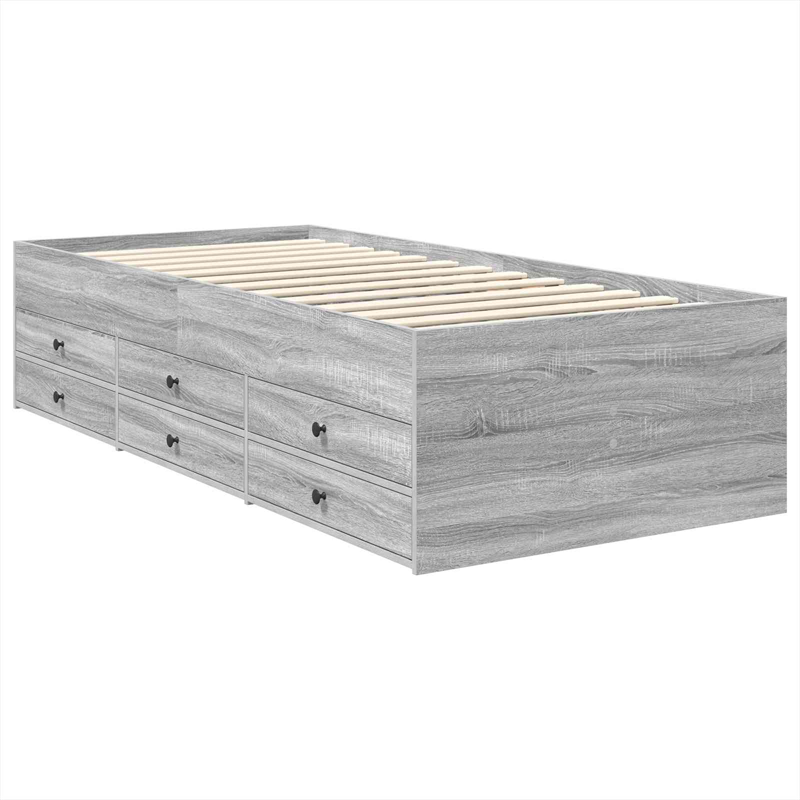 vidaXL Tagesbett Grau Sonoma und Schwarz 100 x 200 cm Holzwerkstoff