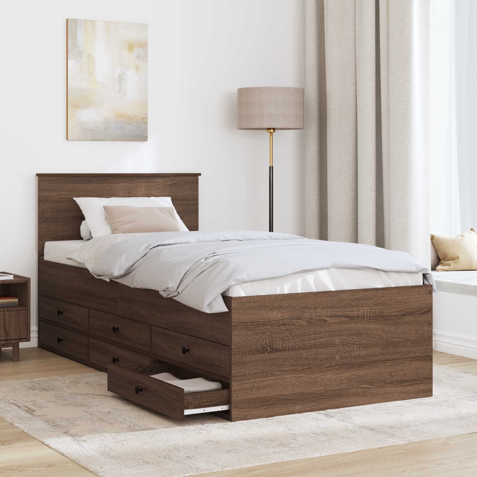 vidaXL Tagesbett Braun Eiche und Schwarz 100 x 200 cm Holzwerkstoff