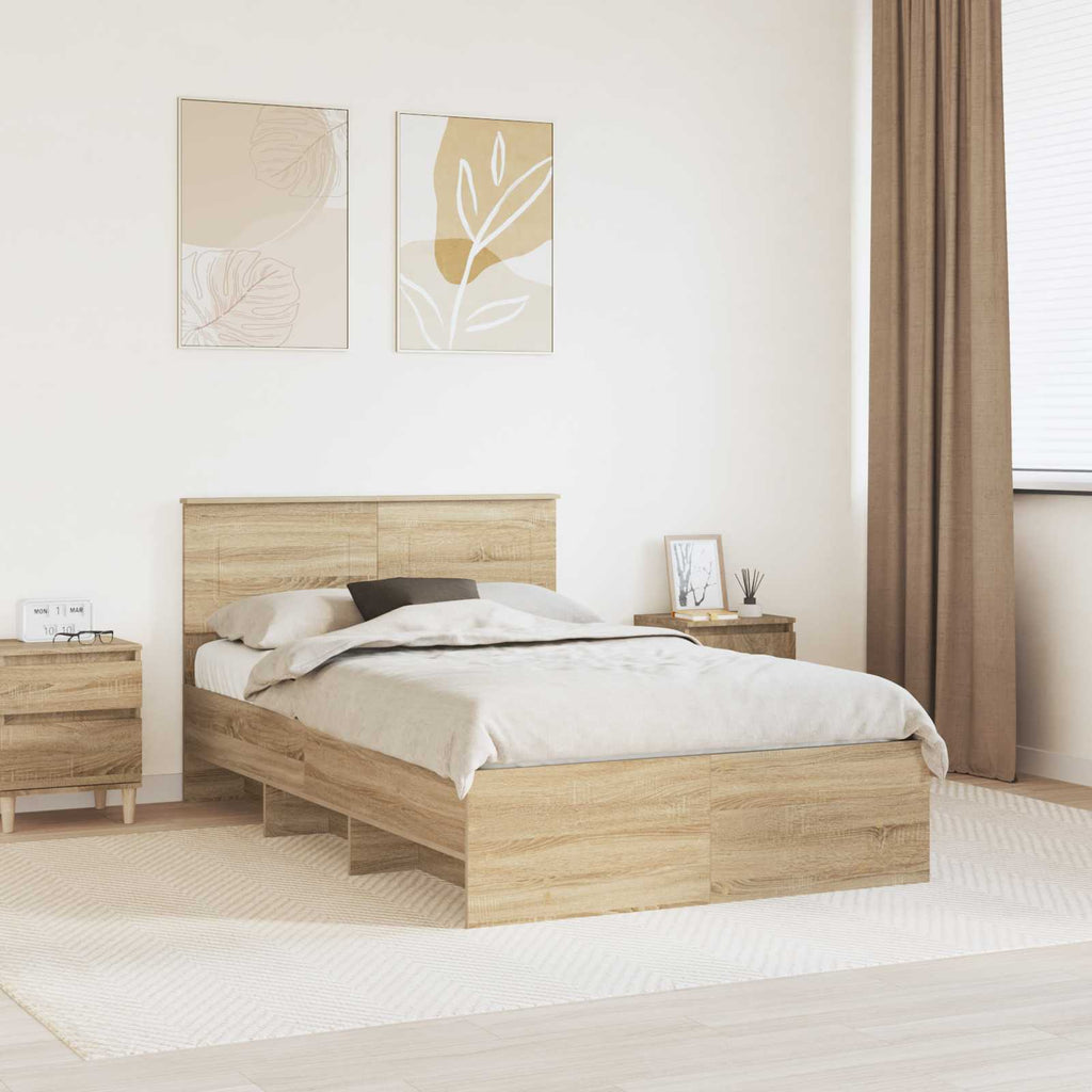 vidaXL Bettrahmen Sonoma-Eiche 120 x 123 cm Holzwerkstoff
