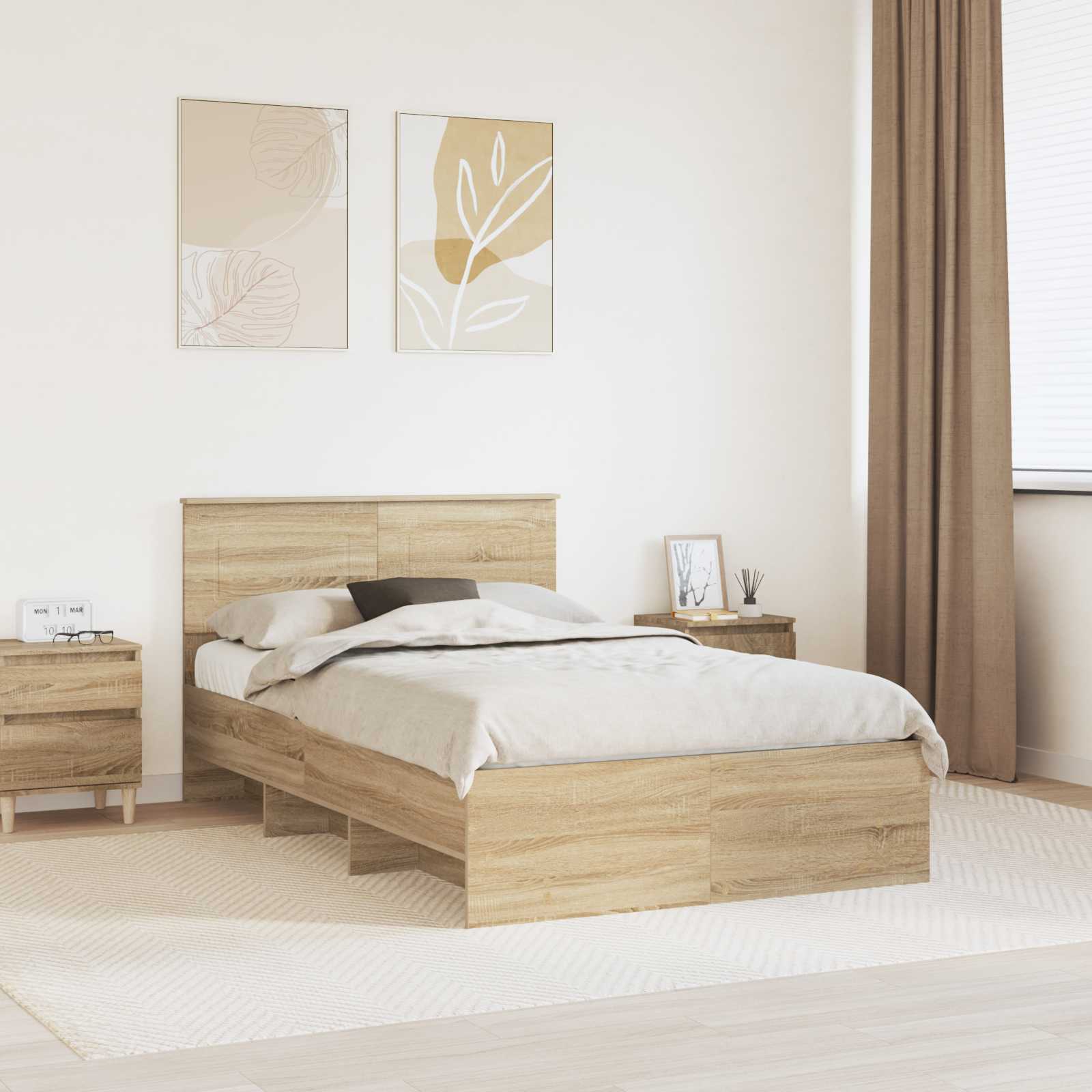 vidaXL Bettrahmen Sonoma-Eiche 120 x 123 cm Holzwerkstoff