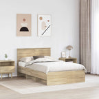 vidaXL Bettrahmen Sonoma-Eiche 120 x 123 cm Holzwerkstoff