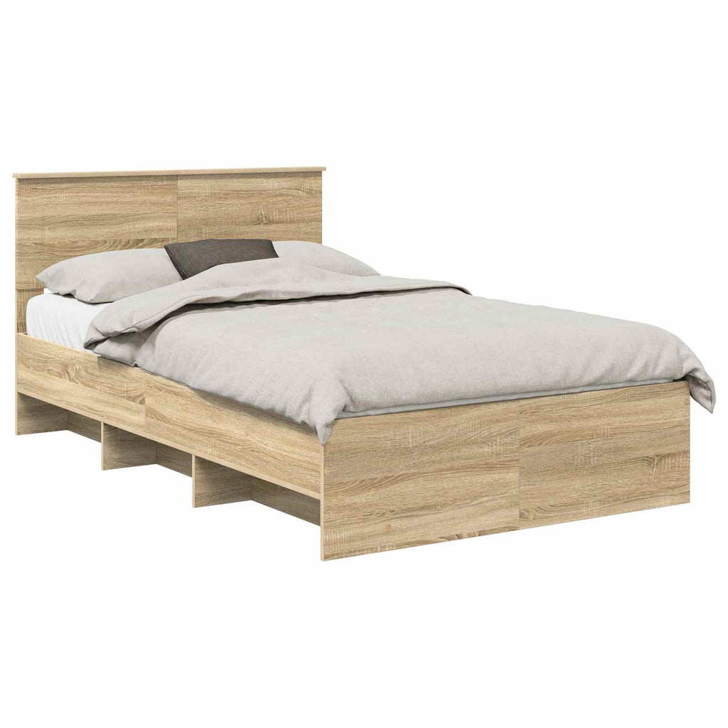vidaXL Bettrahmen Sonoma-Eiche 120 x 123 cm Holzwerkstoff