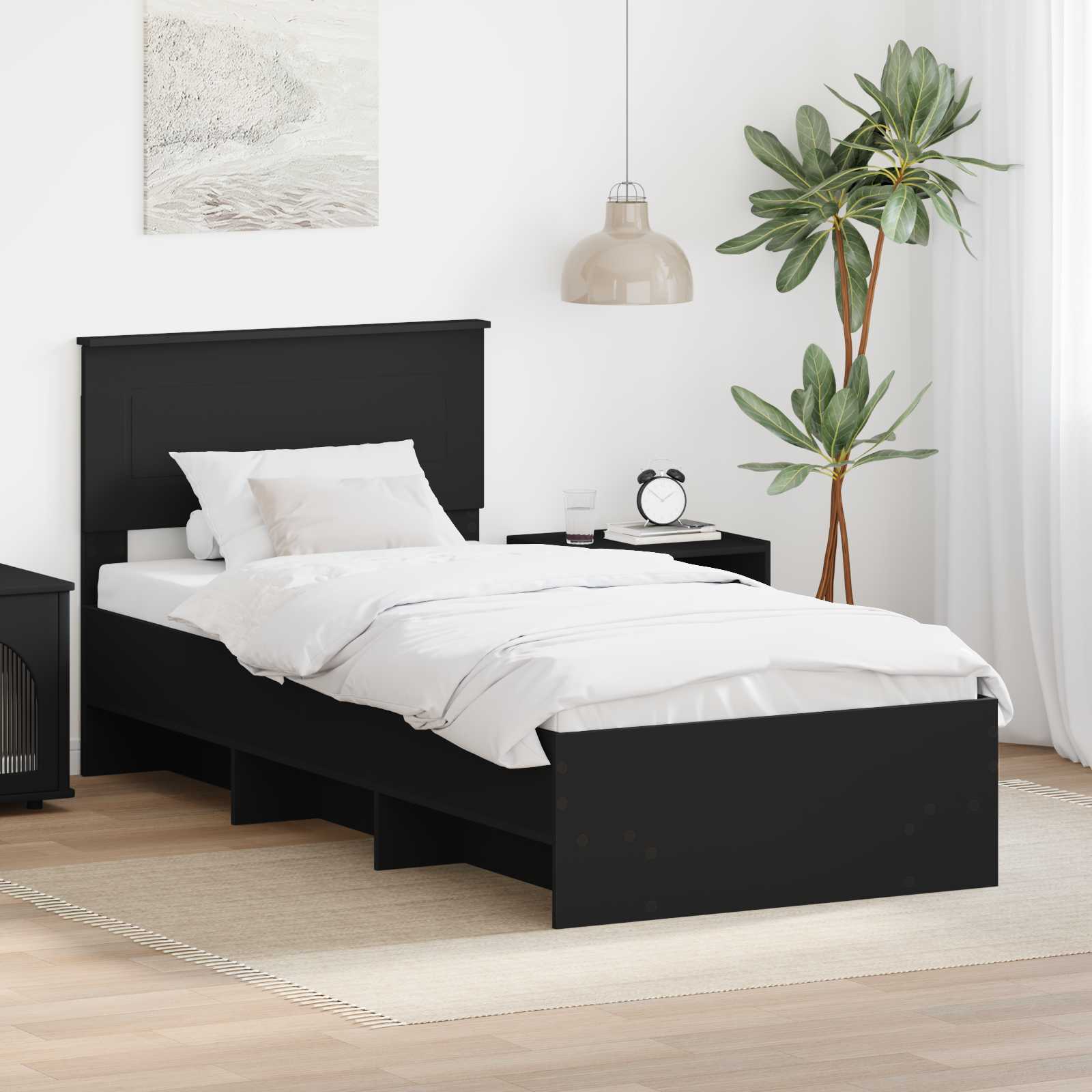 vidaXL Bettrahmen Schwarz 120 x 123 cm Holzwerkstoff