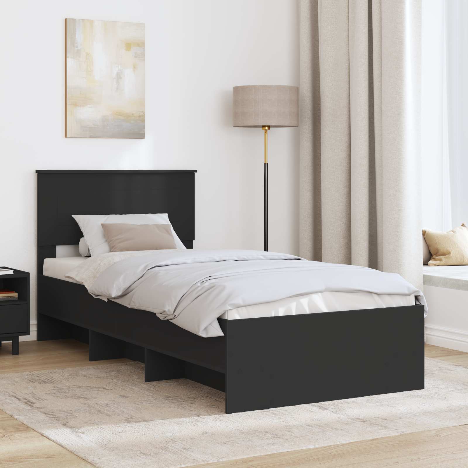 vidaXL Bettrahmen Schwarz 120 x 123 cm Holzwerkstoff