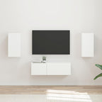 vidaXL TV-Wandregal-Set Wandmontiert 4 pcs Weiß Holzwerkstoff