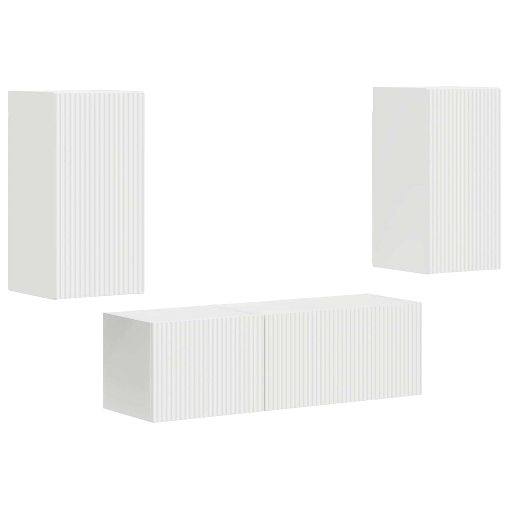 vidaXL TV-Wandregal-Set Wandmontiert 4 pcs Weiß Holzwerkstoff