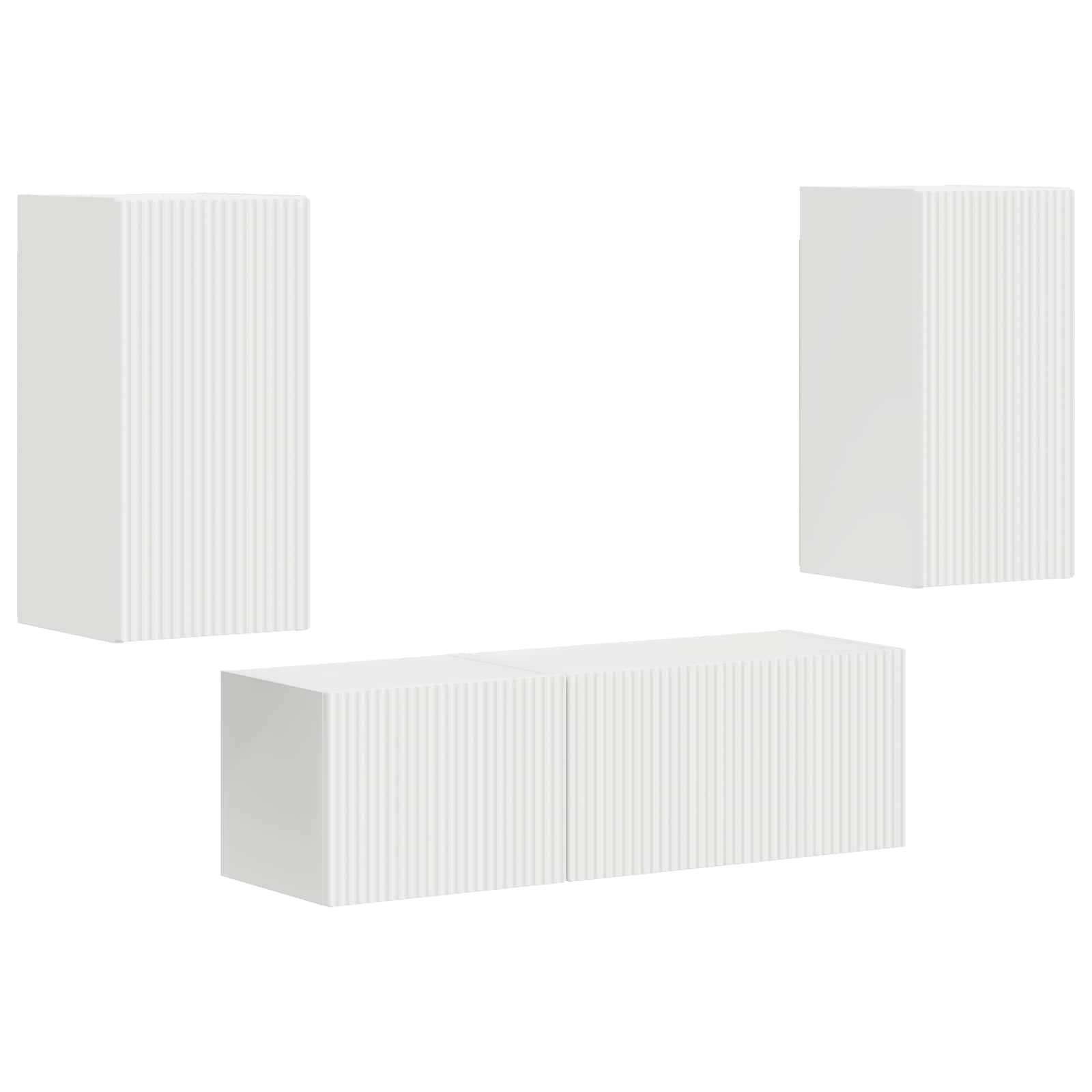 vidaXL TV-Wandregal-Set Wandmontiert 4 pcs Weiß Holzwerkstoff