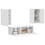 vidaXL TV-Wandregal-Set Wandmontiert 4 pcs Weiß Holzwerkstoff