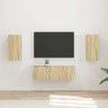 vidaXL TV-Wandregal-Set Wandmontiert 4 pcs Sonoma-Eiche Holzwerkstoff