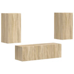 vidaXL TV-Wandregal-Set Wandmontiert 4 pcs Sonoma-Eiche Holzwerkstoff