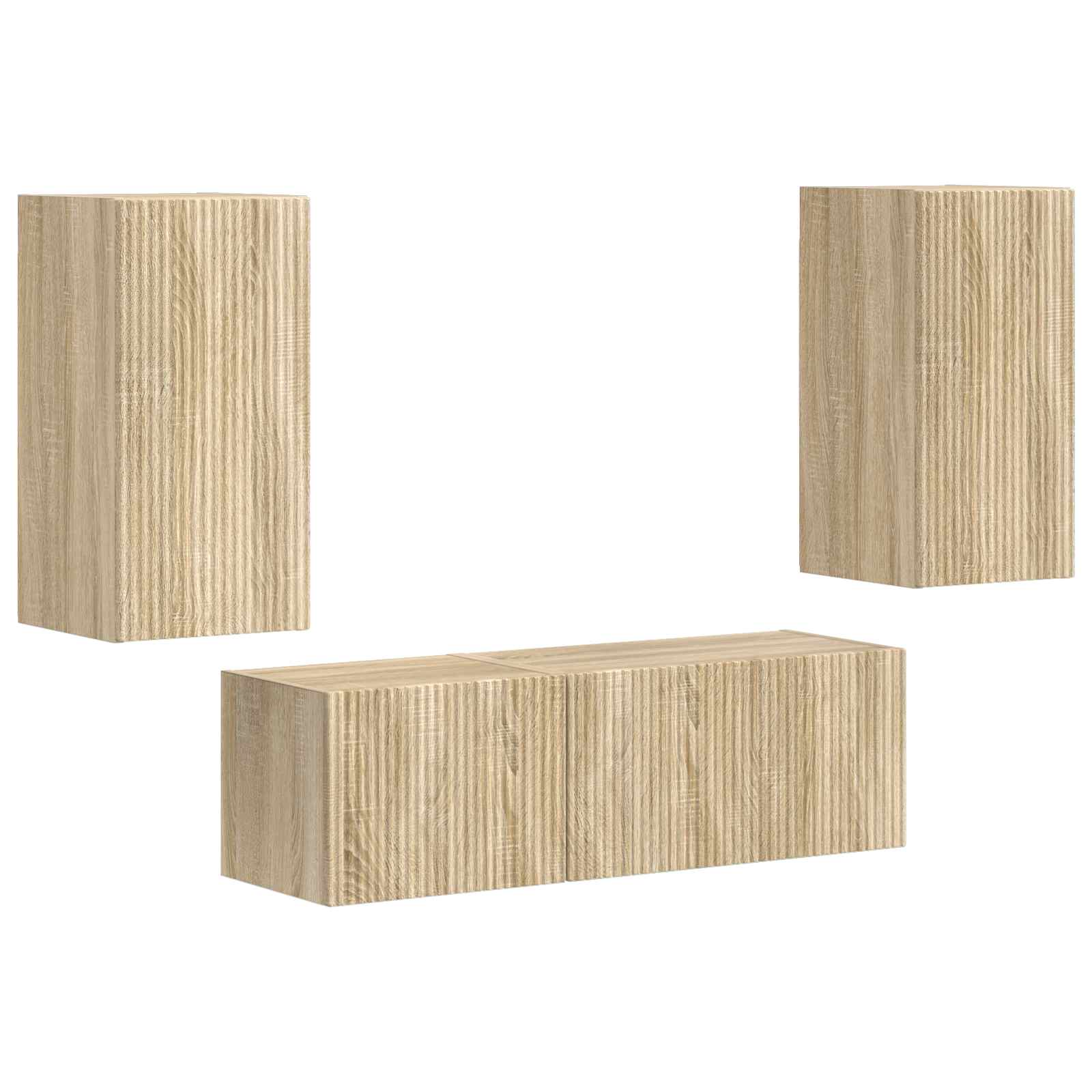 vidaXL TV-Wandregal-Set Wandmontiert 4 pcs Sonoma-Eiche Holzwerkstoff