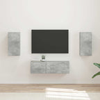 vidaXL TV-Wandregal-Set Wandmontiert 4 pcs Beton Grau Holzwerkstoff