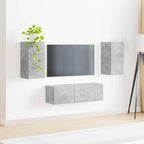 vidaXL TV-Wandregal-Set Wandmontiert 4 pcs Beton Grau Holzwerkstoff