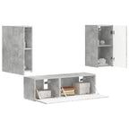 vidaXL TV-Wandregal-Set Wandmontiert 4 pcs Beton Grau Holzwerkstoff