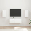 vidaXL TV-Wandregal-Set 4 pcs Hochglanz Weiß Holzwerkstoff