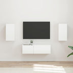vidaXL TV-Wandregal-Set 4 pcs Hochglanz Weiß Holzwerkstoff