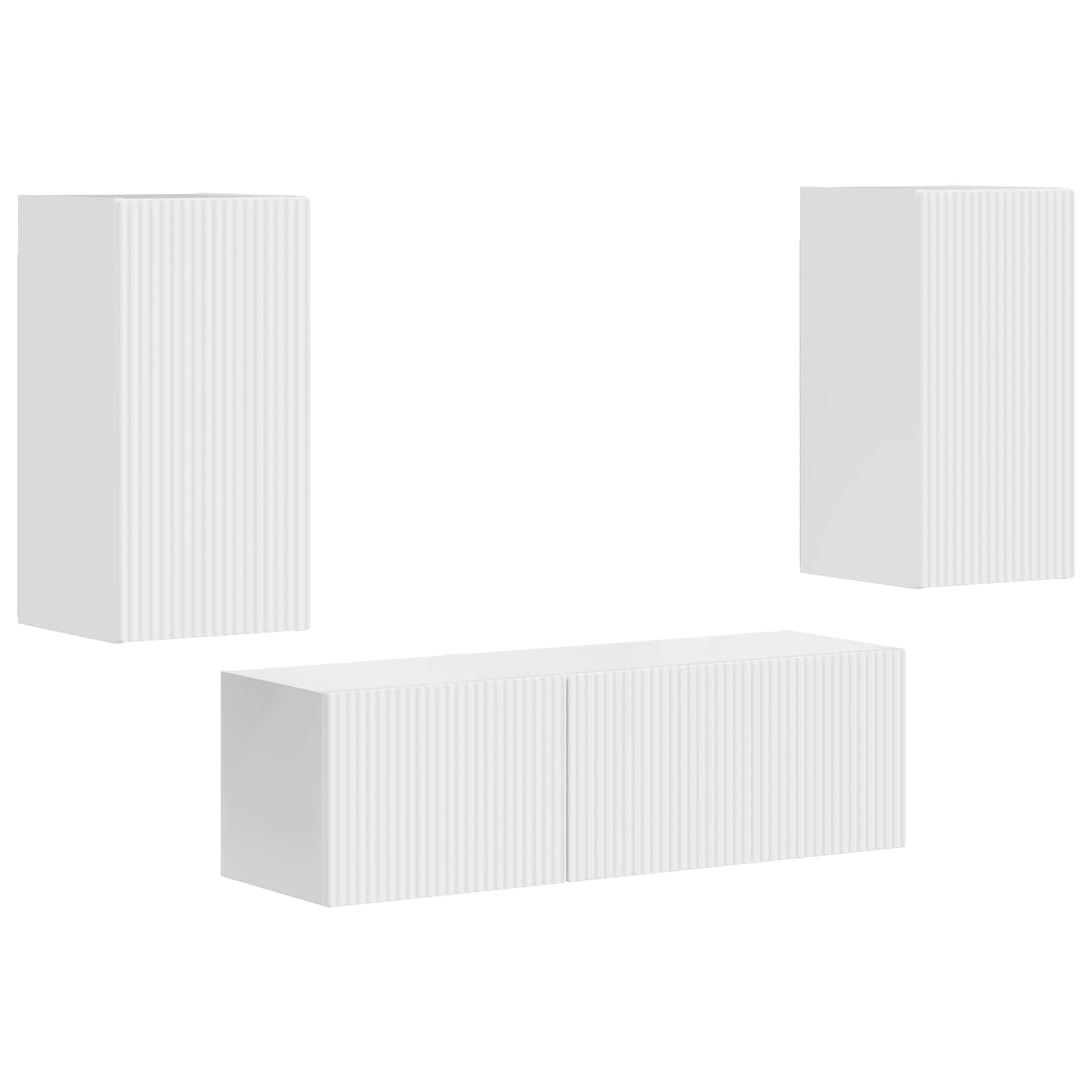vidaXL TV-Wandregal-Set 4 pcs Hochglanz Weiß Holzwerkstoff