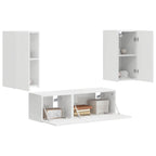 vidaXL TV-Wandregal-Set 4 pcs Hochglanz Weiß Holzwerkstoff